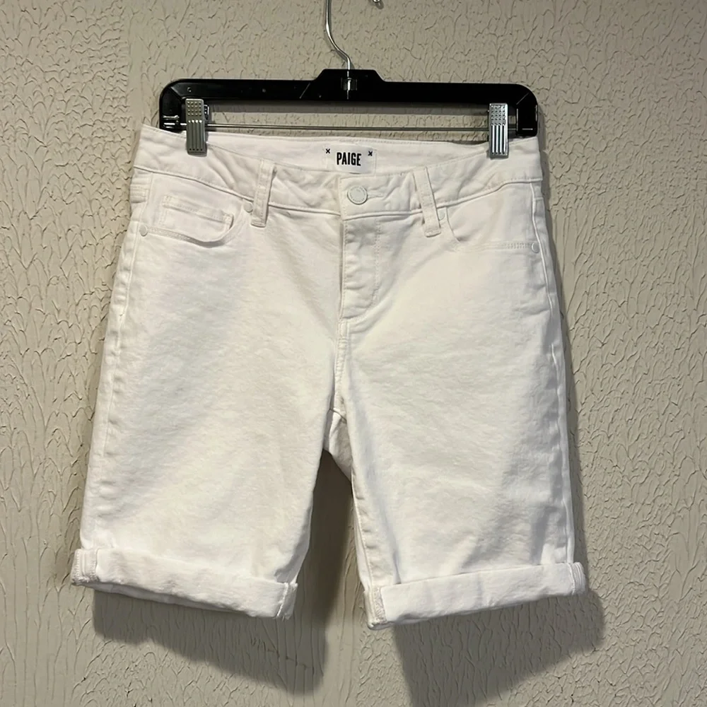 Paige White Jax Knee Jorts denim Bermuda shorts size 28